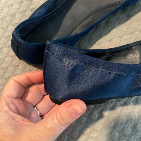 Tory Burch Blue and Black Flats with Fringe - Picture 5 of 5